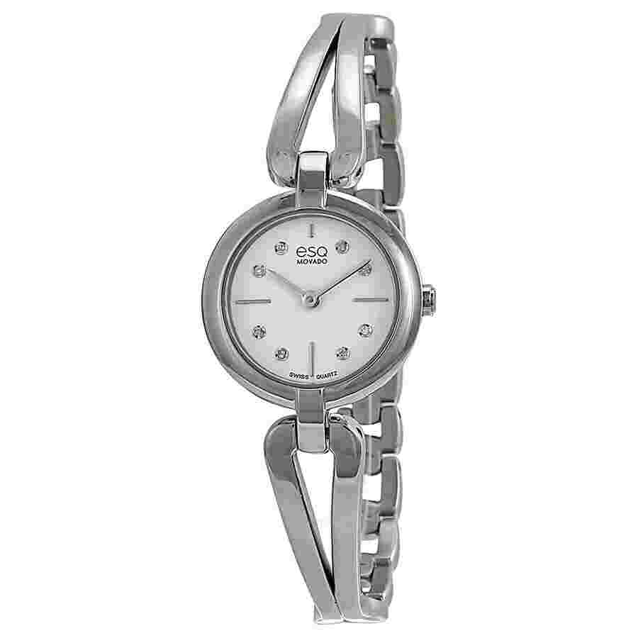 NEW ESQ BY MOVADO 07101442 SWISS QUARTZ LADIES DIAMOND WATCH STEEL CORBEL
