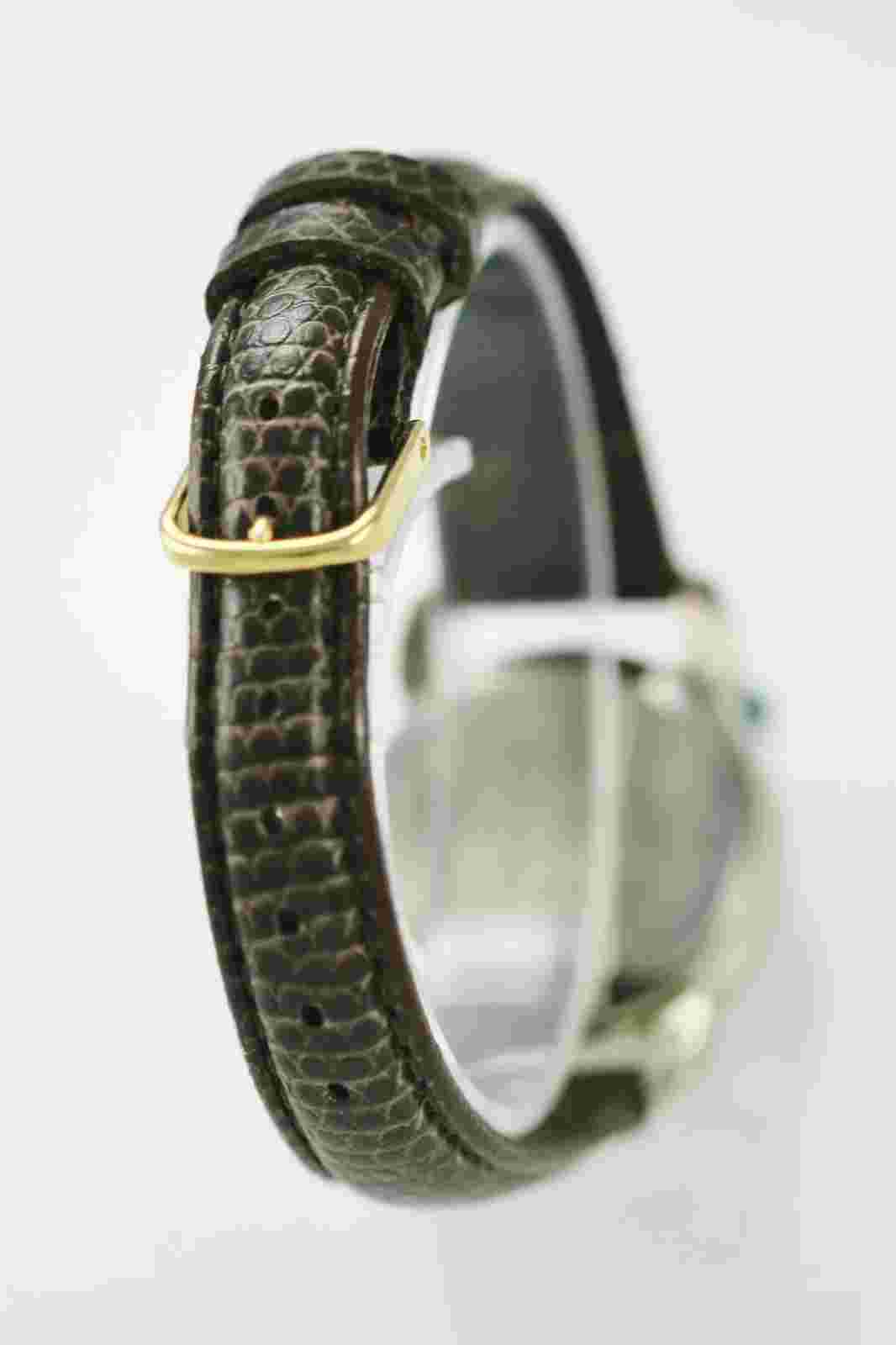 Times Square Watch Womens Stainless Silver Gold Steel Brown Leather Date Quartz