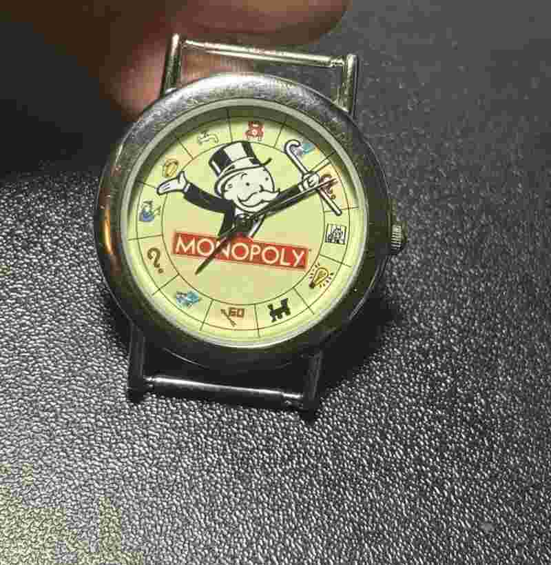 Vtg HASBRO MONOPOLY Board Game Analog Watch 2001 Leather Rare