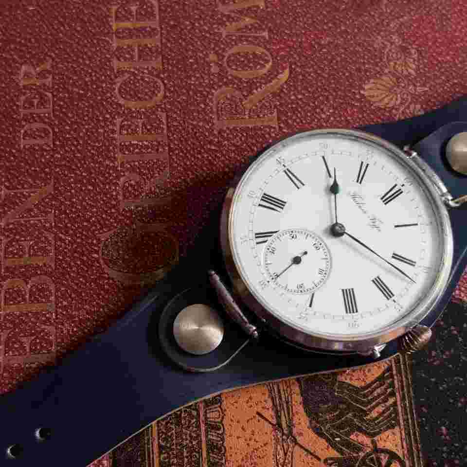 PAUL BUHRE Le Coultre Wolf Teeth Swiss Trench 46mm Patek Q Wrist watch WWI 1900
