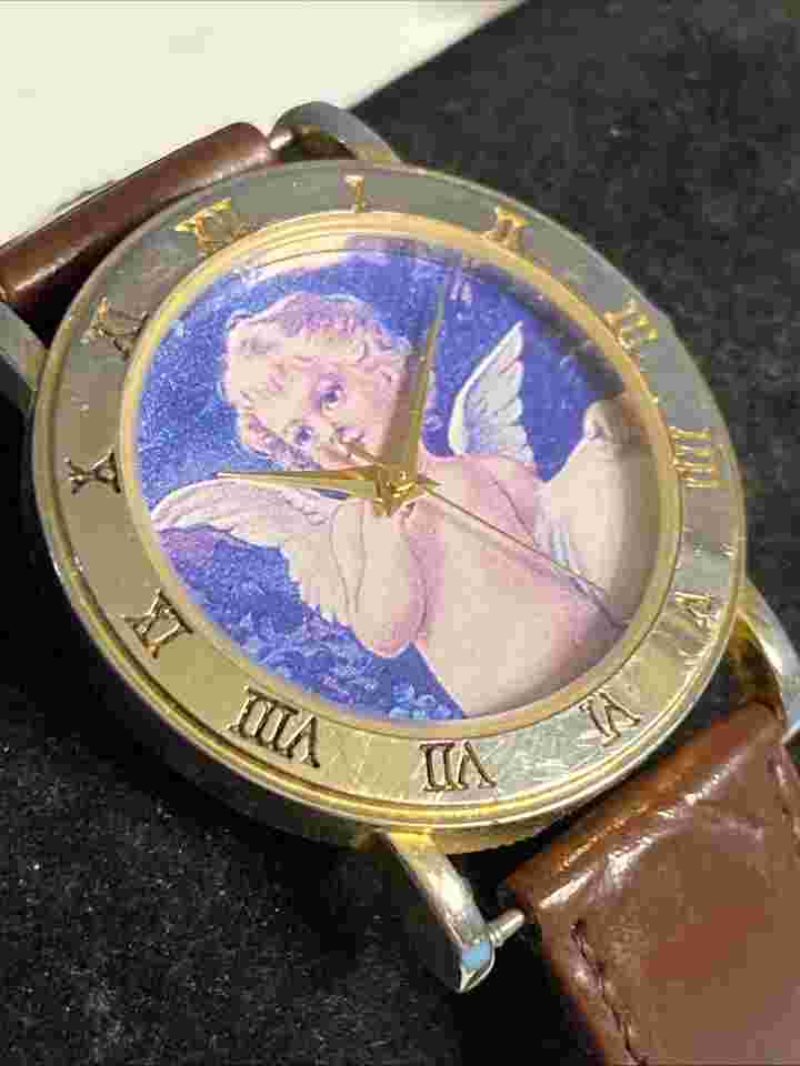 Circa Angel Gold Tone Ladies Watch Brown Leather Band New Battery