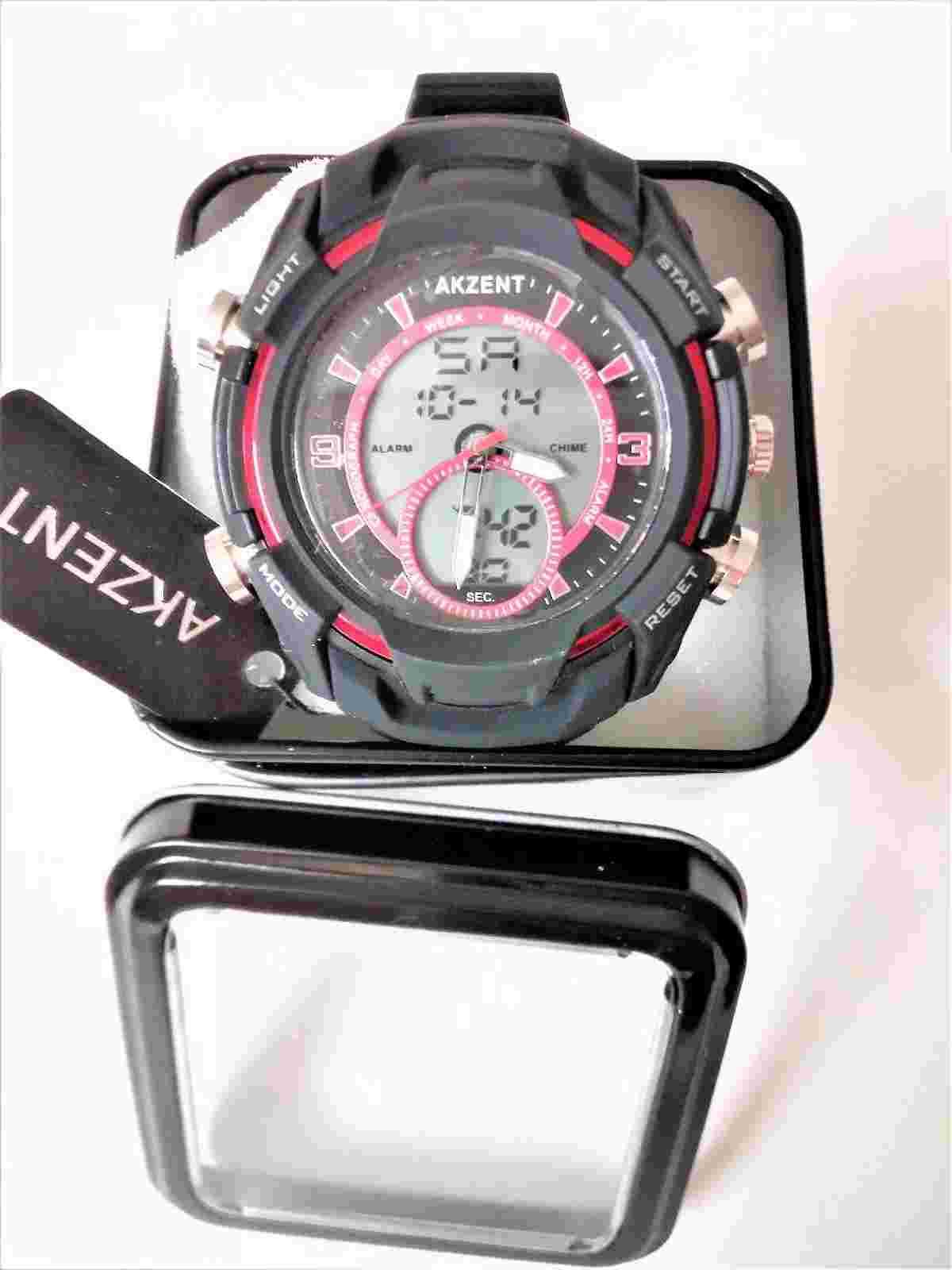 Akzent Men's Analog & Digital Chronometer Watch with Silicone Strap