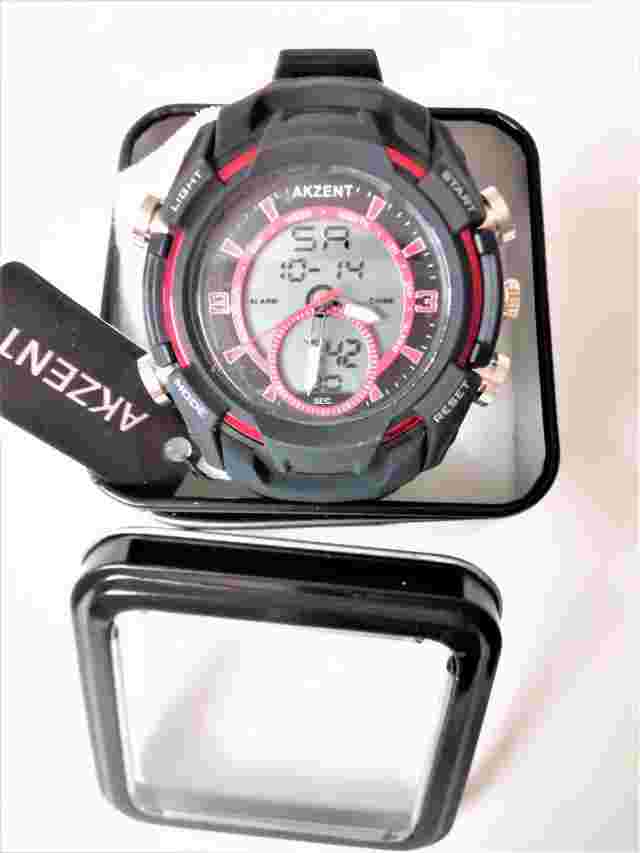 Akzent Men's Analog & Digital Chronometer Watch with Silicone Strap