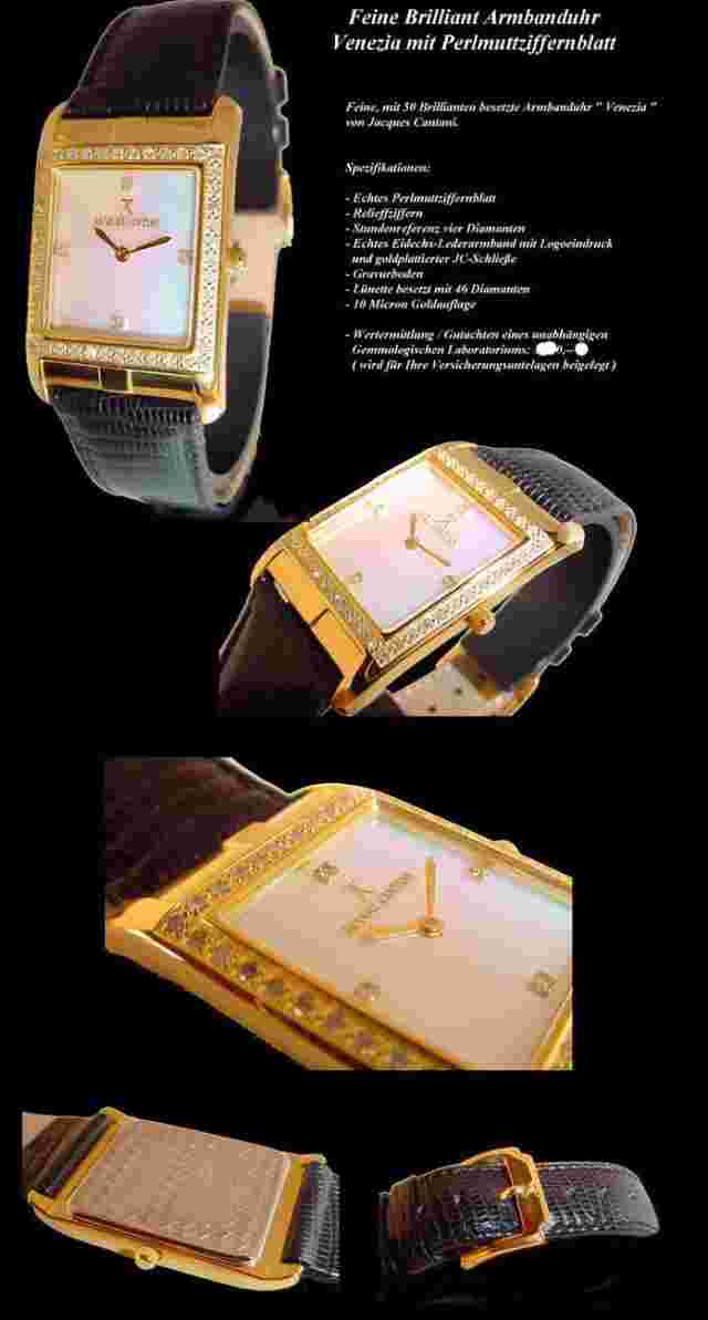 Jacques Cantani Venezia Unisex Diamond Watch Half Carat Si-Pk 10 Micron Platti