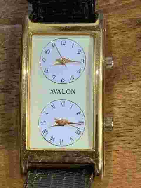 Dainty Avalon 'Double Time' Quartz Ladies Tank Leather Watch -22x36mm-Works