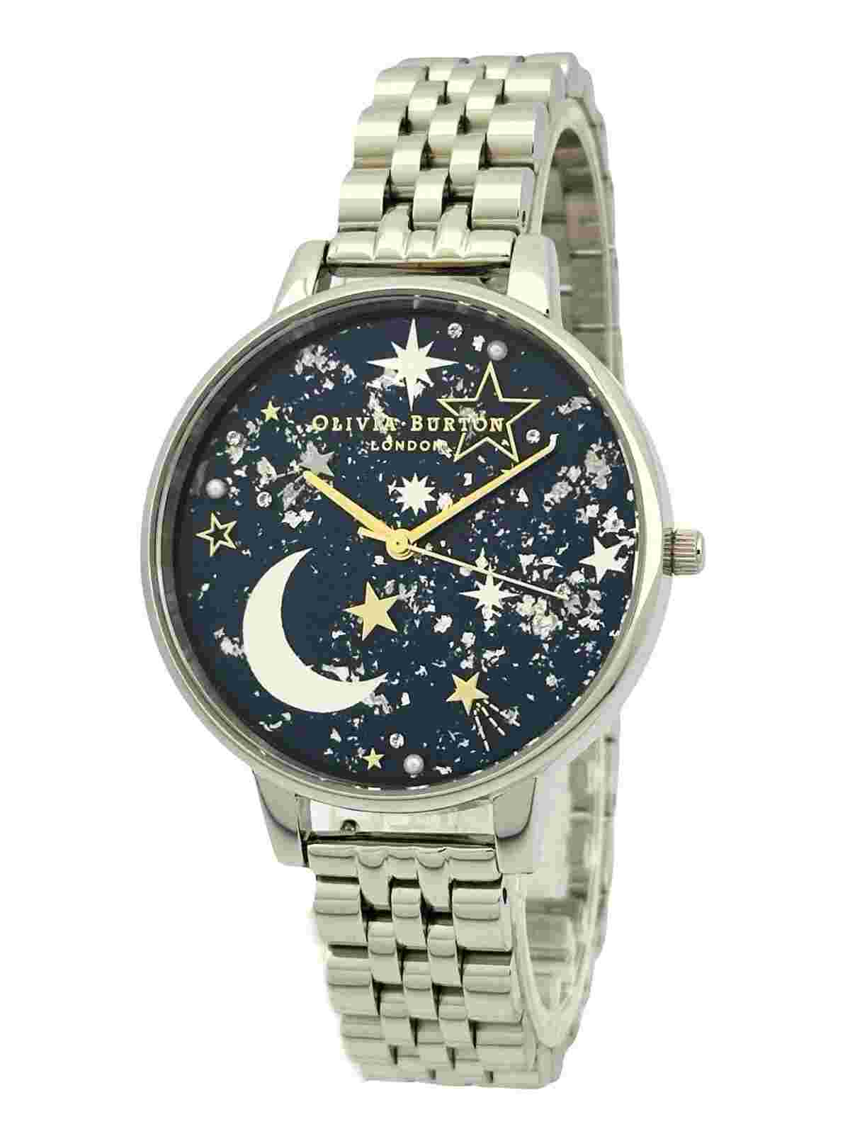 OLIVIA BURTON OB16GD64 Ladies Celestial Navy Night Sky Dial Silver Bracelet Watc