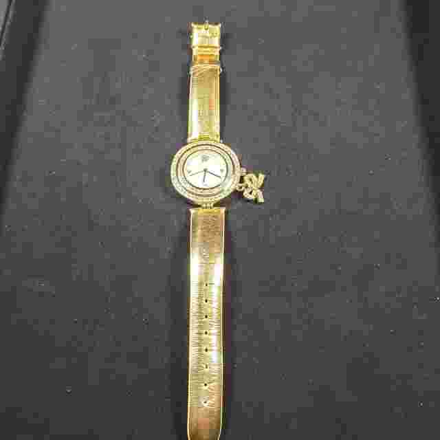 Elizabeth Taylor Watch White Diamonds Gold Tone Watch & Charm New Battery