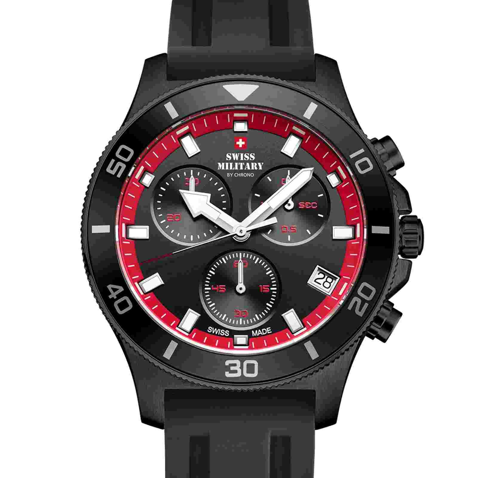 SWISS MILITARY SM34067.14 Swiss Sports Chronograph Black Rubber Men's Watch