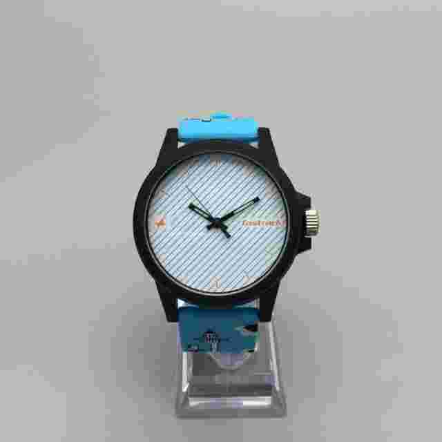 Fastrack Watch Men 46mm Black Blue Hashtag Influencer Band Striped Dial