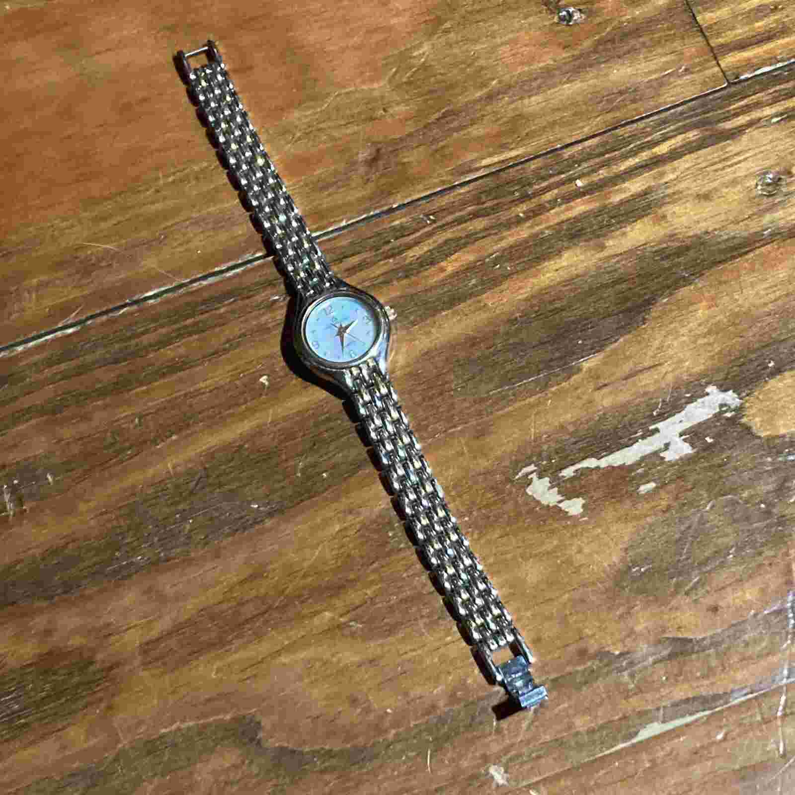 Liz Claiborne Womans Quartz Watch Two Tone Mother of Pearl Dial Works w New Batt