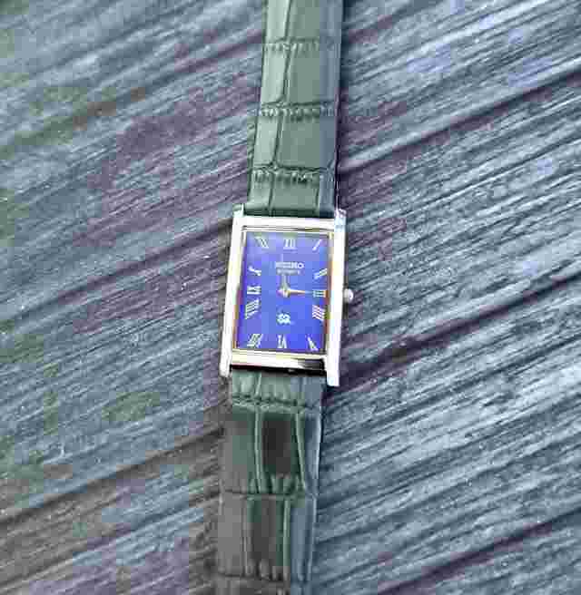 NOS Men's Slim Tank Blue Dial Dress Watch New Mvt & Batt🌟