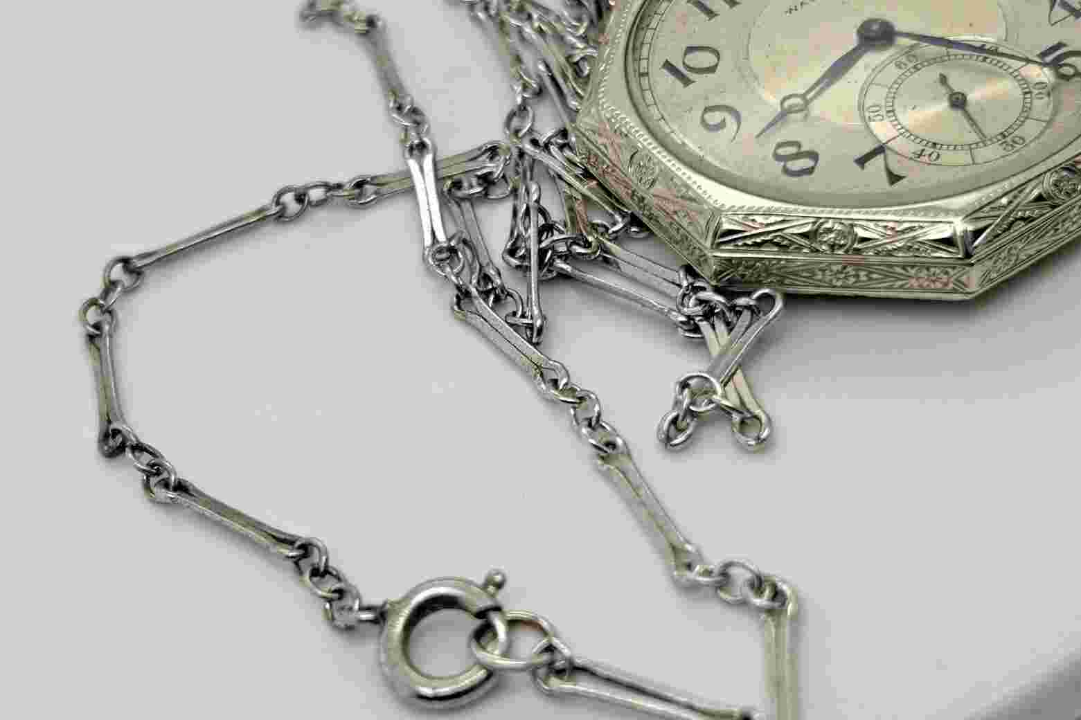 14k White Gold Waltham  - Sterling Silver Chain