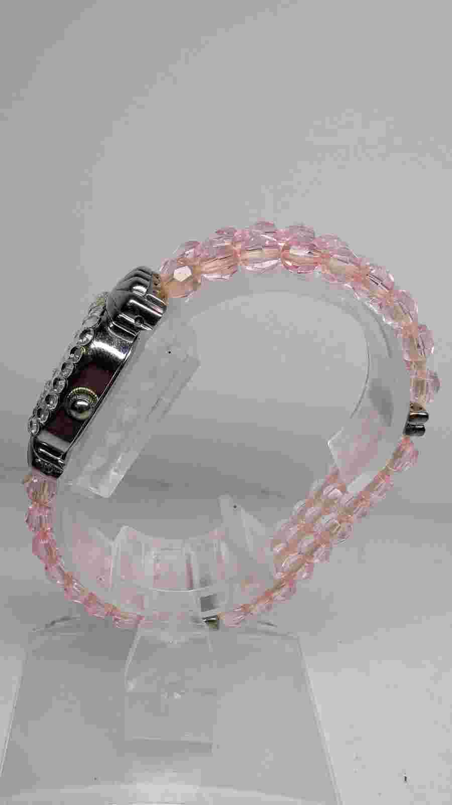 Parmex Women's Watch Analog Pink Beaded Elastic Band New Battery Works