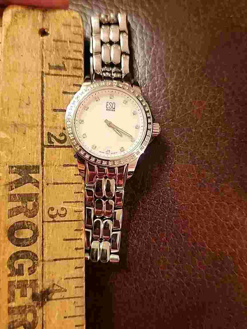 Esq By Movado Ladies watch Luxe Mop Surrounded In Diamonds Mother of Pearl Face
