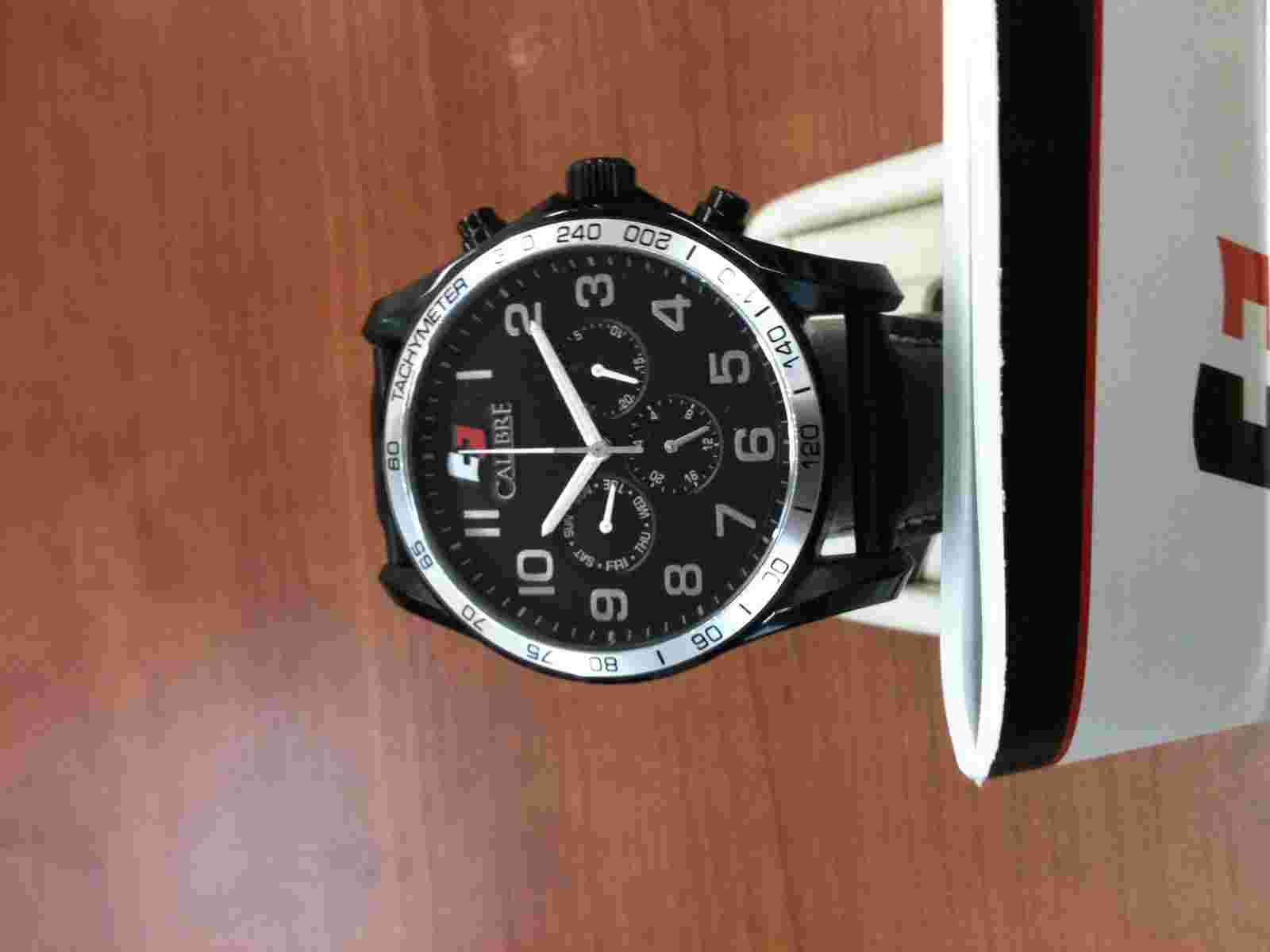 Calibre Men's SC-4B1-13-007.7 Buffalo Black Leather Calfskin Band Watch.