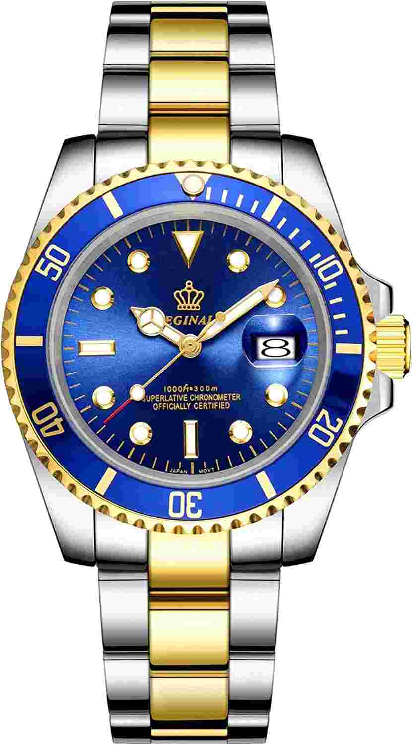 Presidential Reginald Watch Two Tone Quartz Bezel Sapphire Glass Luminous Gold