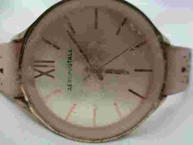 Aeropostale Analog Wristwatch Pink Floral Buckle Band Rose Gold Tone