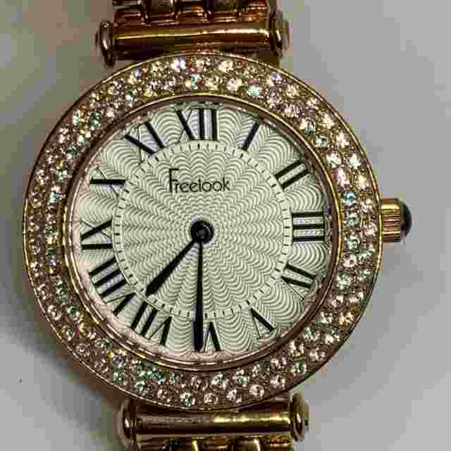 Freelook rose gold tone rhinestones women’s quartz analog watch 36mm running