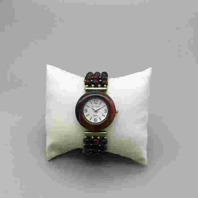 Gem Essence Red Tiger Eye Watch Women 30mm MOP Dial Beaded New Battery a2