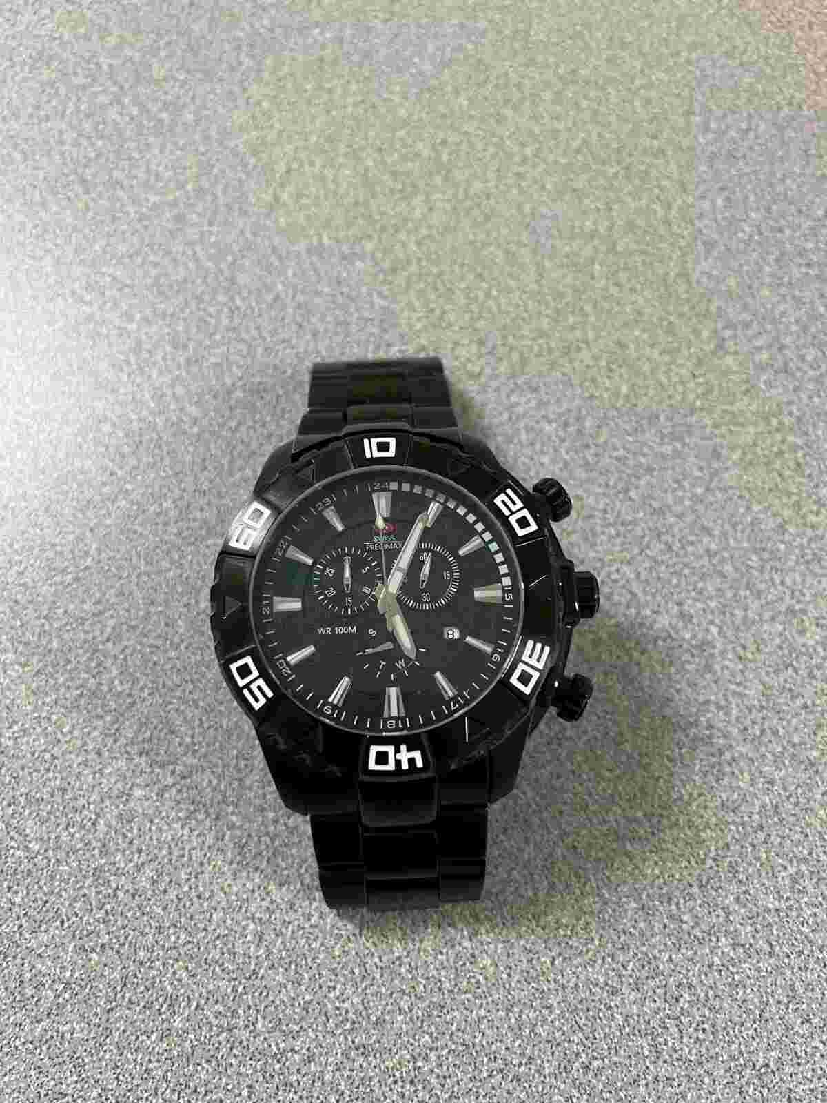 Swiss Precimax Valor Elite SP12155 Chrono Black Stainless Steel 53mm Case!