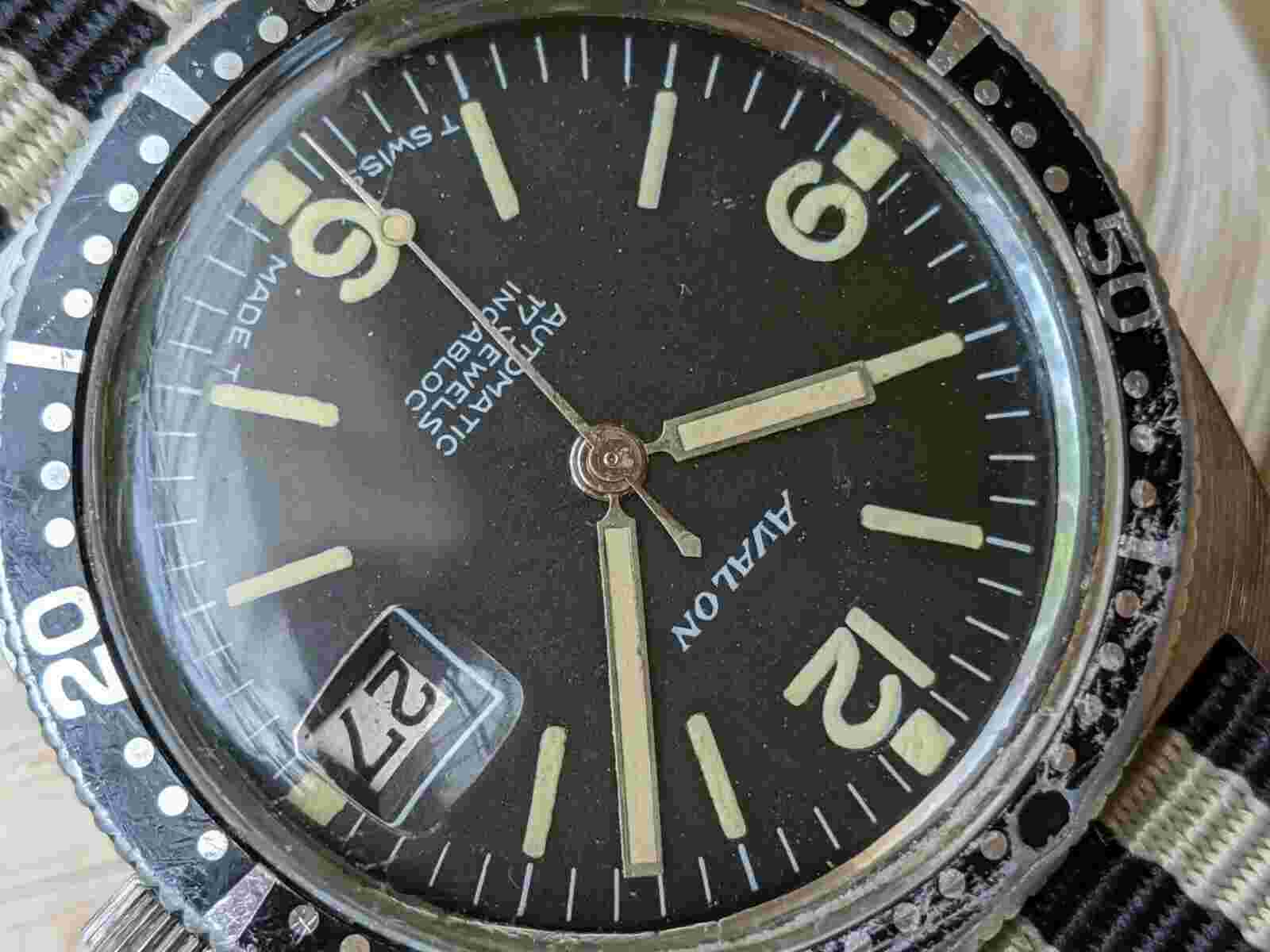 Vintage 1960's Avalon 20 ATM Diver w/Mint Dial,Patina,All SS Case,AS 1883 Mvmt