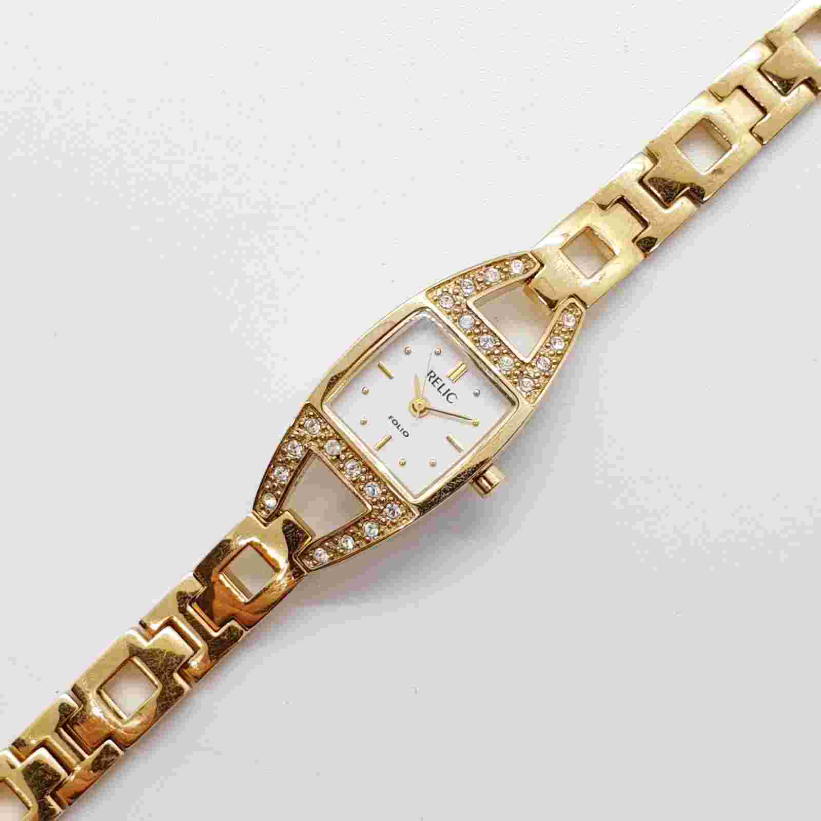 Gold-Tone Relic Folio Minimalist Watch for Women, Small Wedding Elegant Watch