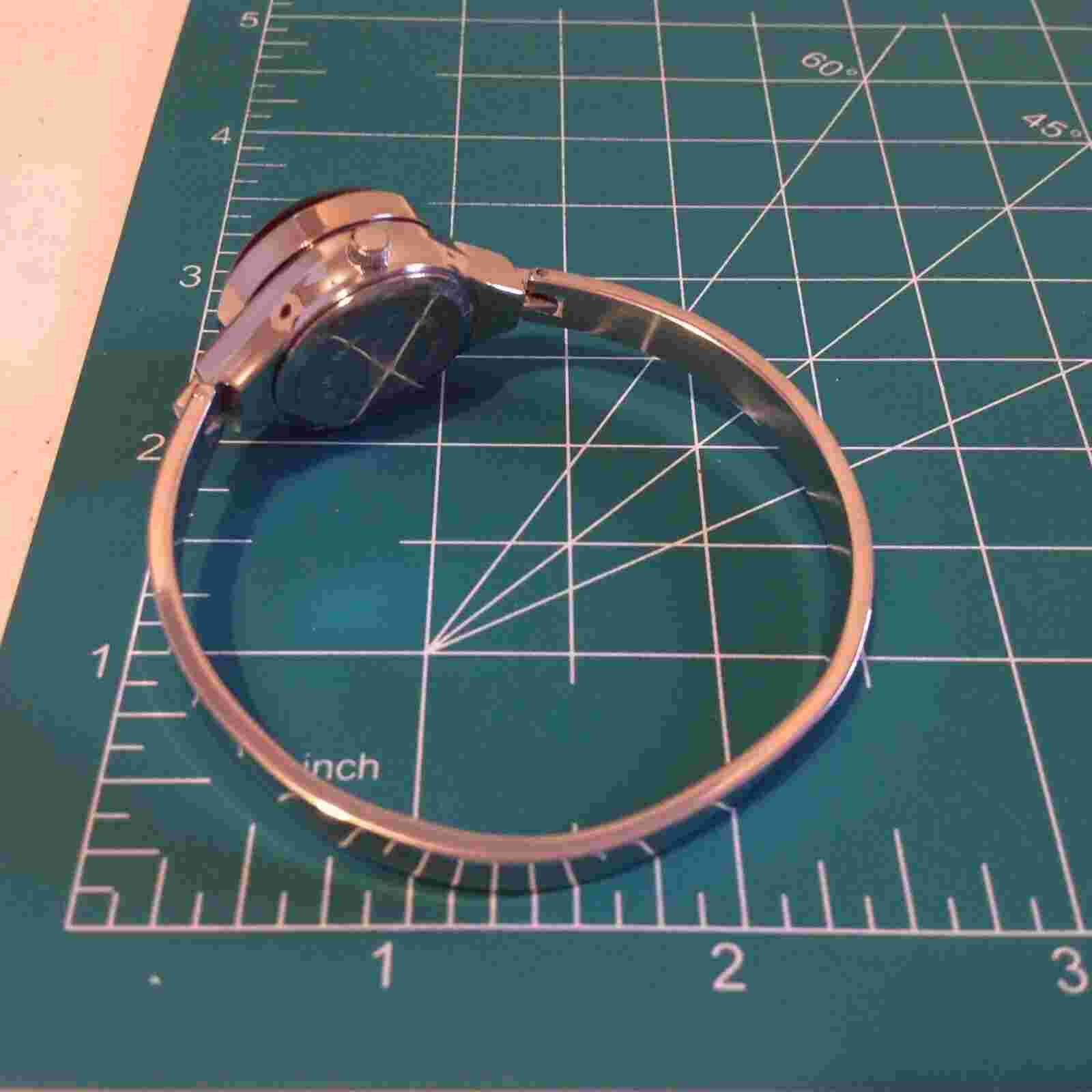 Denacci Watch Women Silver Tone Light Purple Glass Flip Open Needs Battery