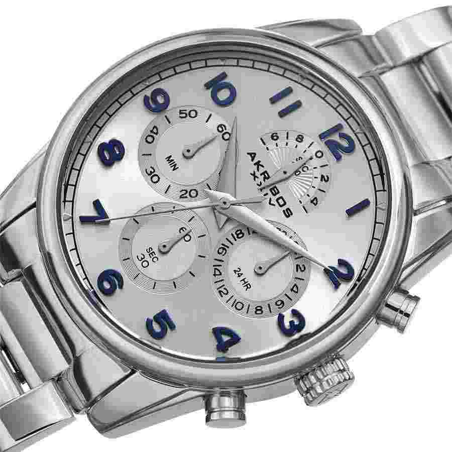 Akribos XXIV Chronograph Quartz Silver Dial Men's Watch AK1042SS