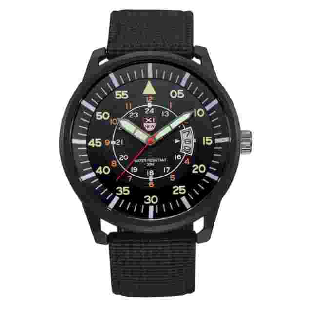 Xinew New Model Army Men's Nynon Band Date Night Glow Quartz Watch Wrist Watch