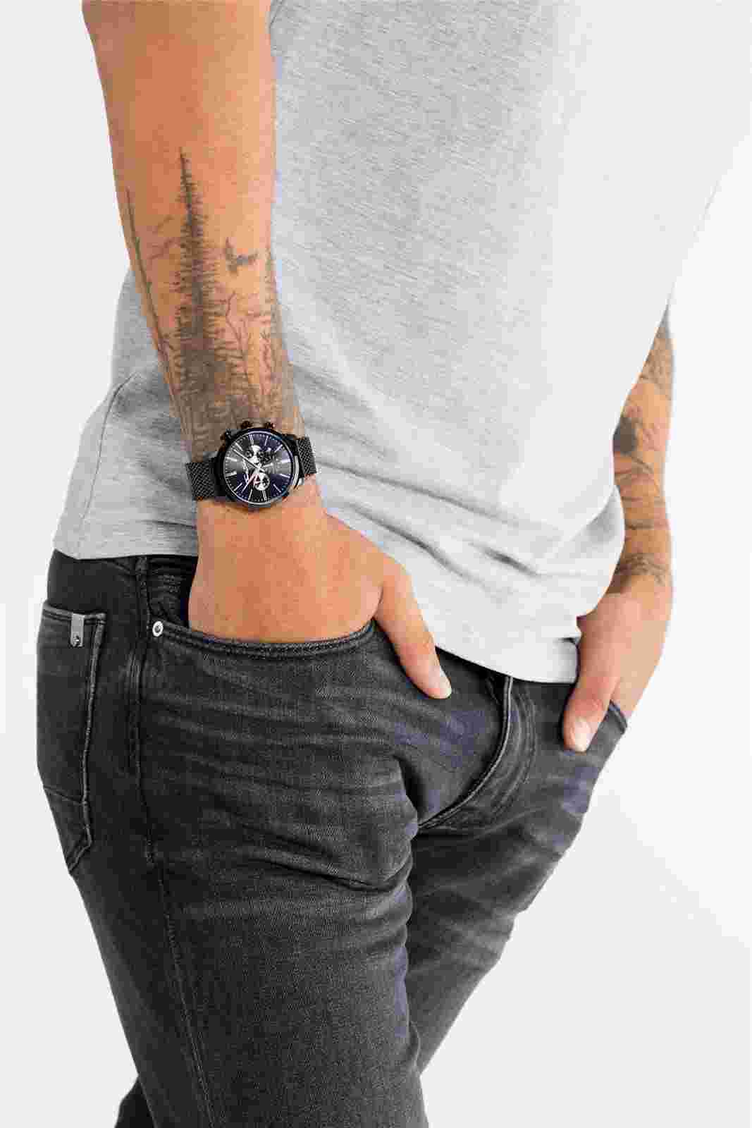 Mens Rebel Spirit Black Chrono Watch