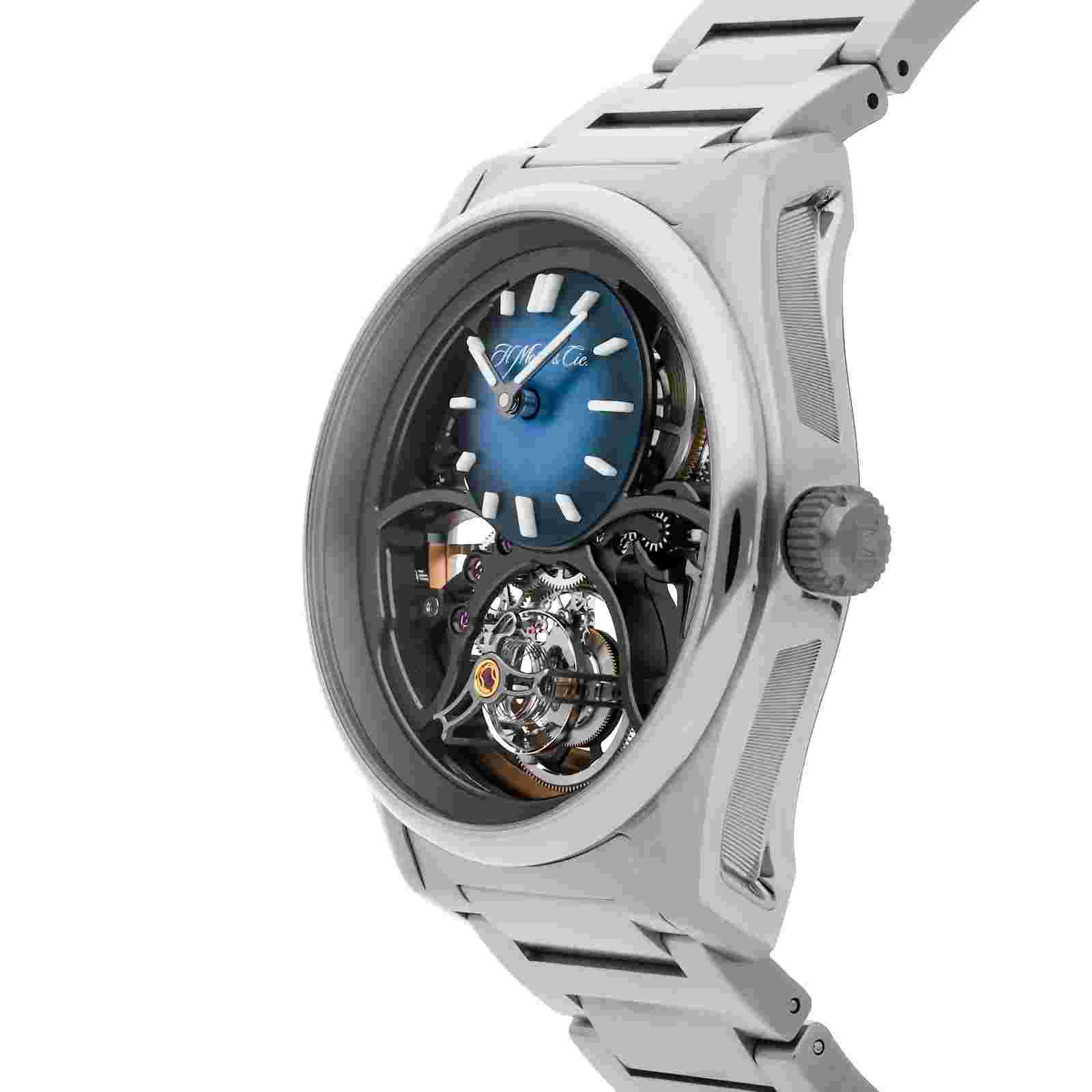 H. Moser & Cie Pioneer Cylindrical Tourbillon Steel Skeleton 42 Watch 3811-1200