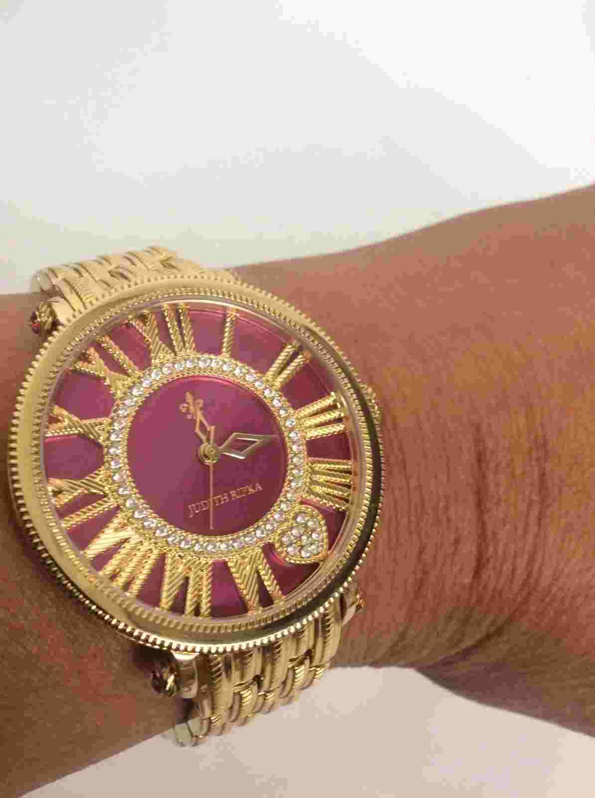 Beautiful Judith Ripka Red Face Stainless Steel  Diamonique Watch