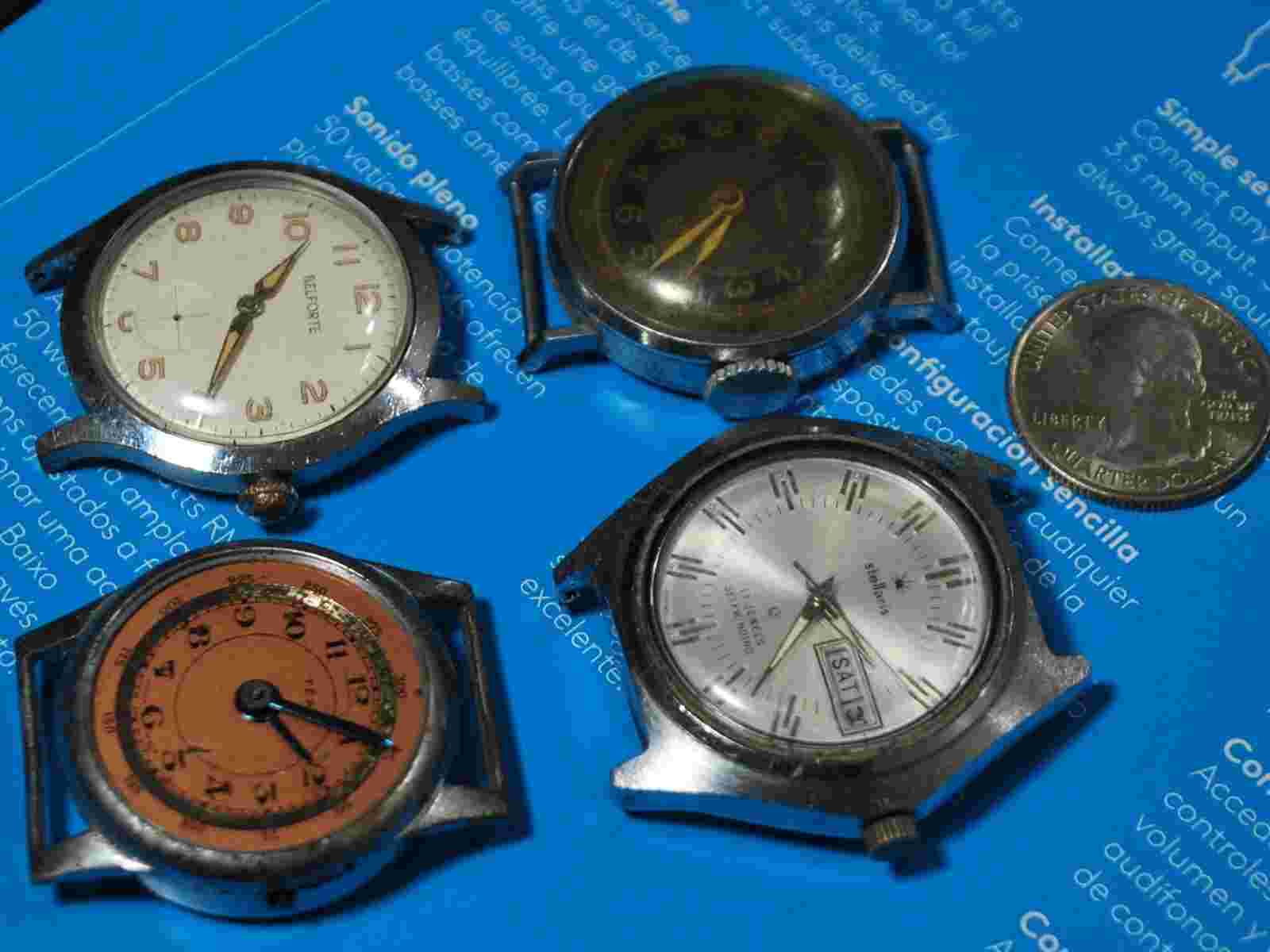 4 Vintage Men's Watches --Belforte, Stellaris, Test, Rego -- For Repair