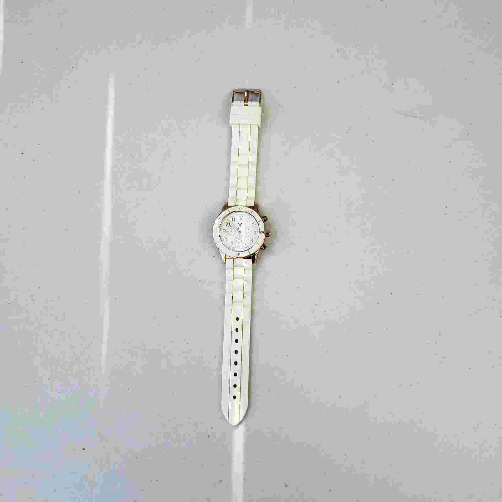 Mens & Womens White Crystal Chronograph Small Face stop Watch  Stainless