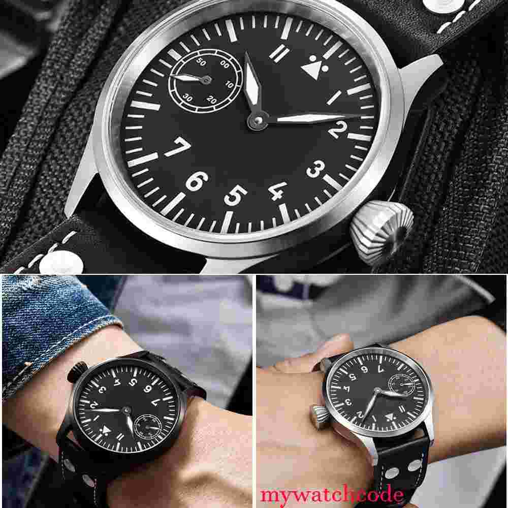 43mm corgeut black sterile dial PVD case Sapphire Glass hand winding mens Watch