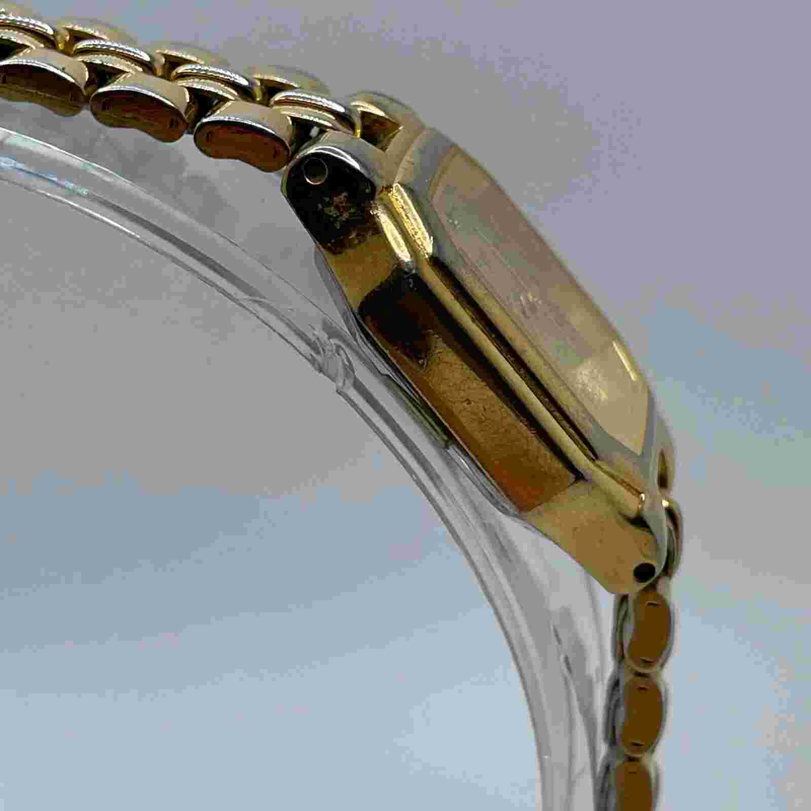 Halston Watch Womens Vintage 19mm Gold Tone Case Dial Band Quartz Analog