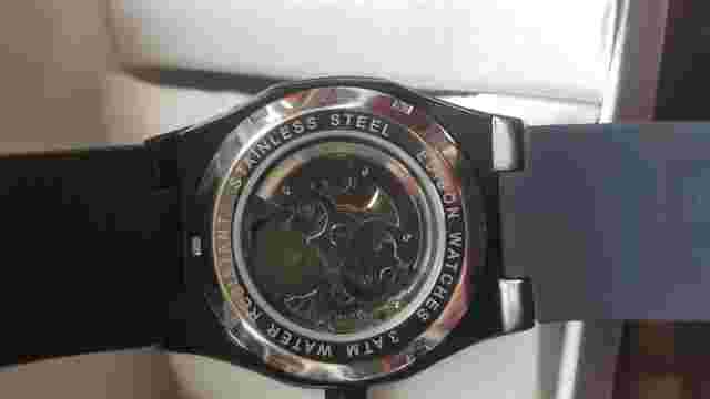 Brand new, Mens Edison skeleton dial Watch in Black.