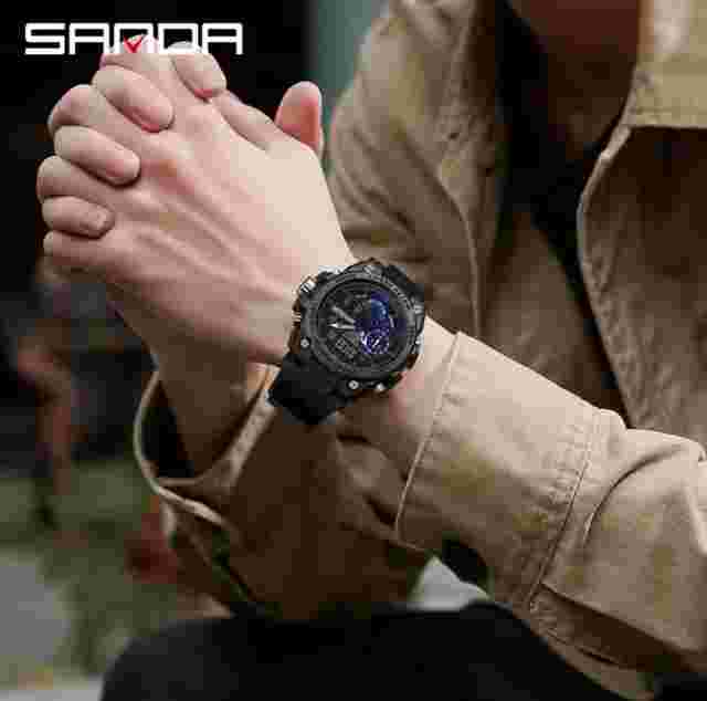 Sanda Men's Electronic Watch Waterproof Dual Display 3302