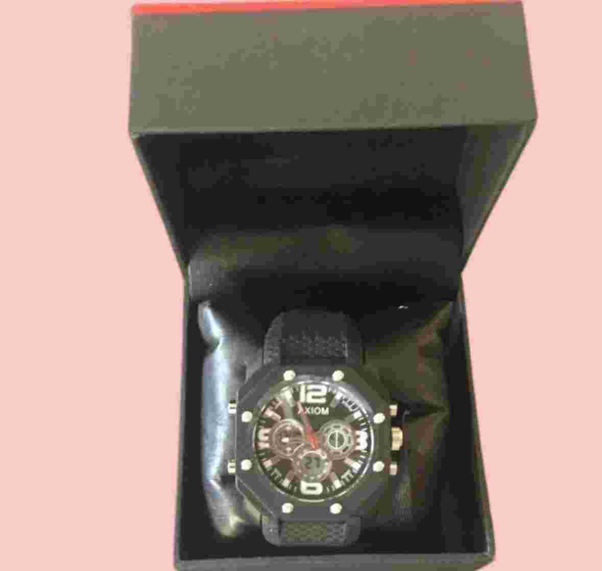 AXIOM WATCH, CHRONOGRAPH Watch ALARM battery CR2025/SR626SW Leather/Rubber