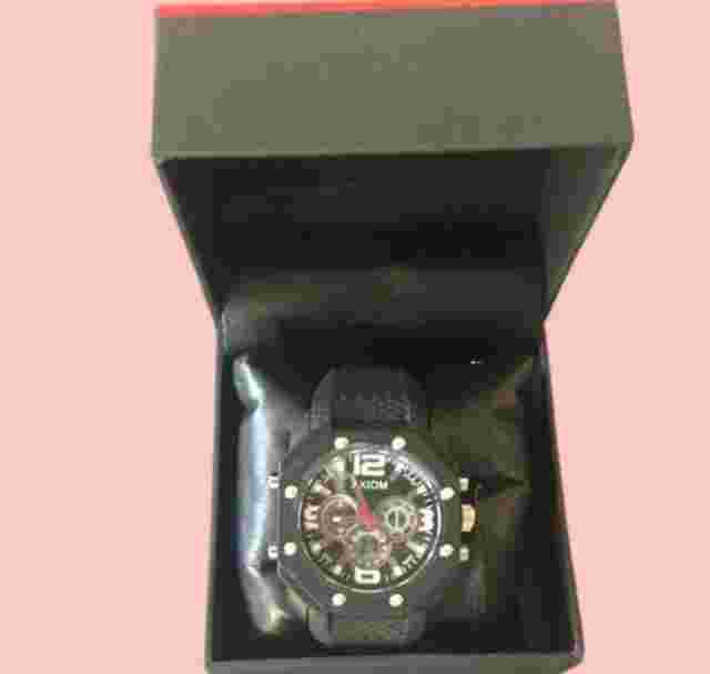 AXIOM WATCH, CHRONOGRAPH Watch ALARM battery CR2025/SR626SW Leather/Rubber