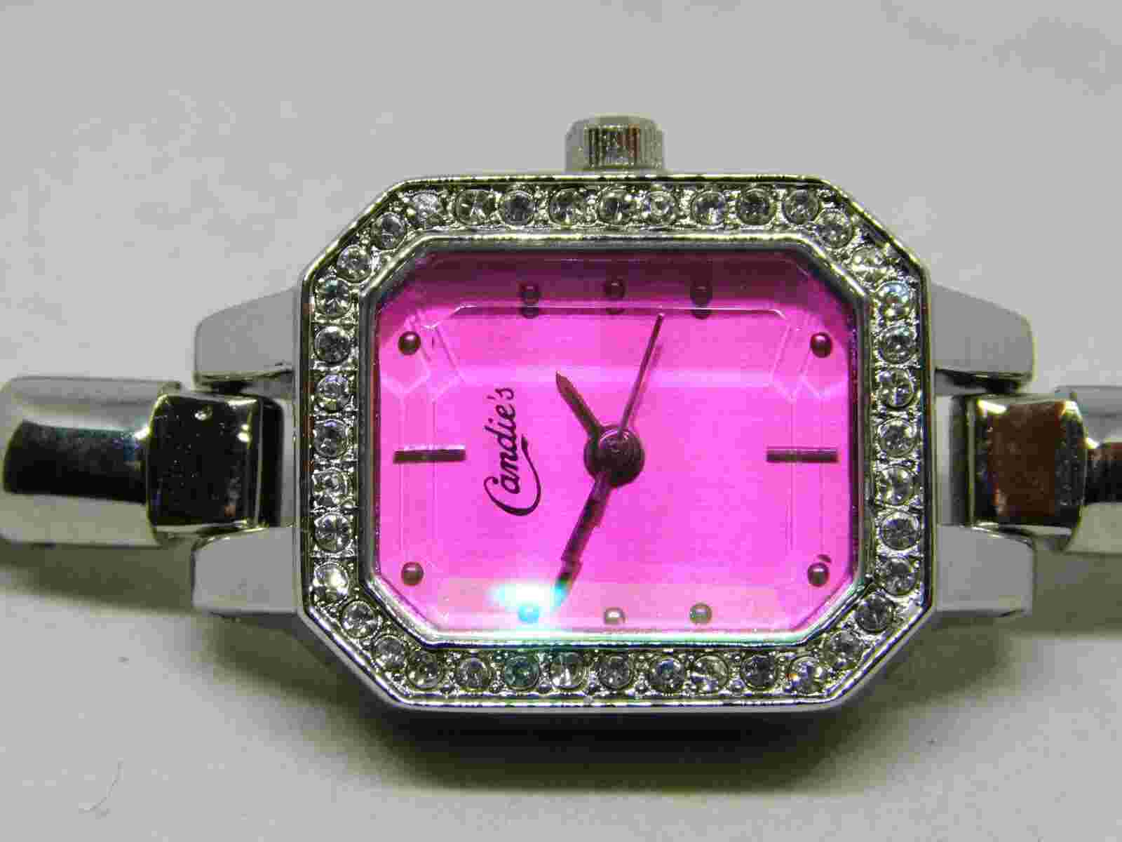 Candie's CAN065 Crystal Inlay Silver Tone Quartz Analog Ladies Watch Sz. 6 3/4''