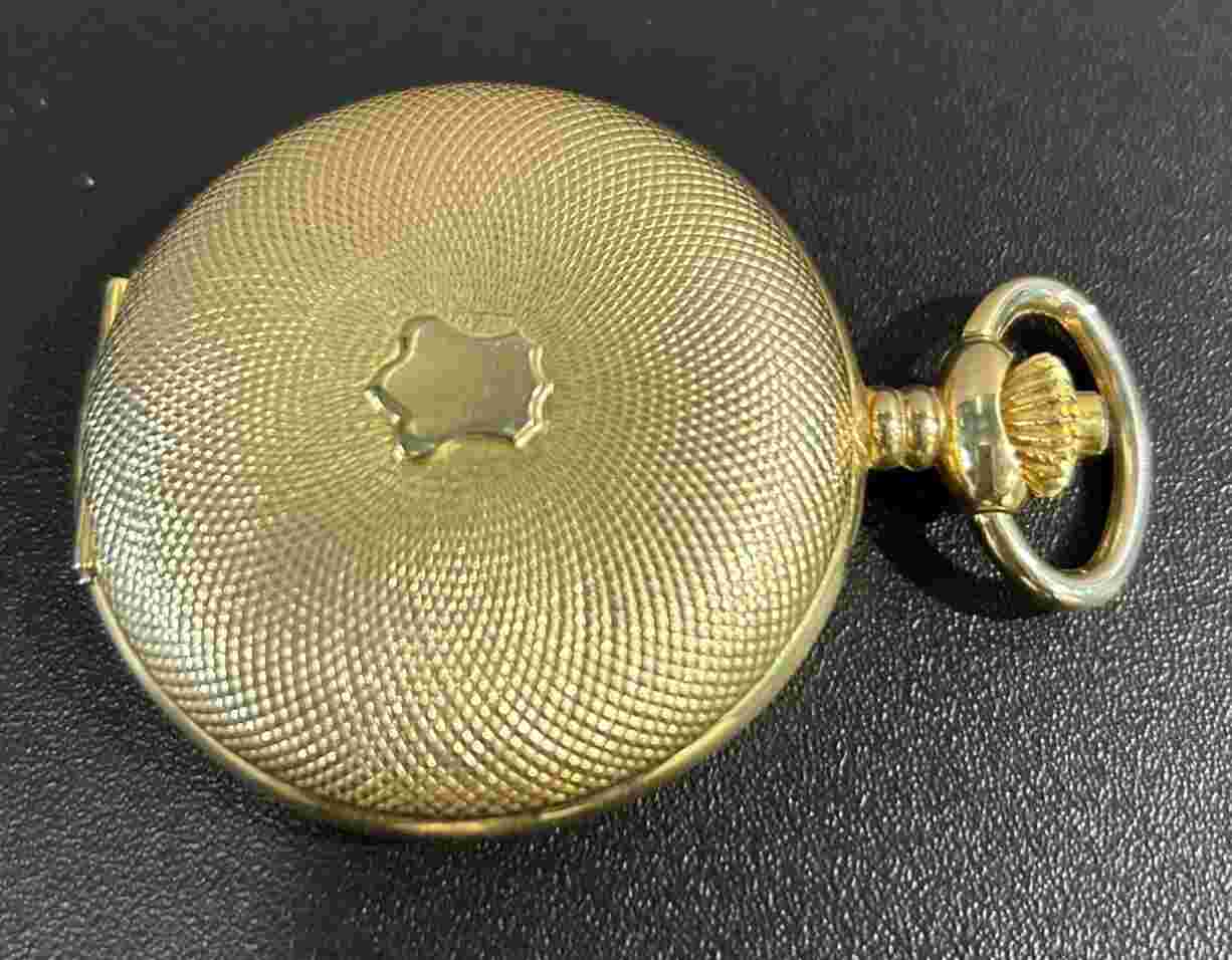 Vintage Sierra Club Quartz Pocket Watch Gold-color Push-button Open; needs work