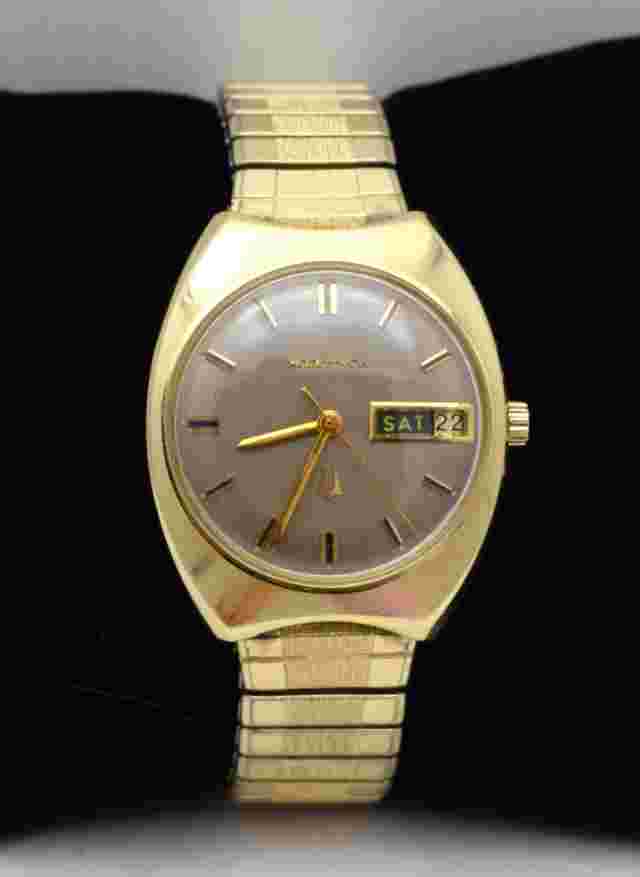 14K GOLD ACCUTRON ~ Vintage Tuning Fork 2182 M9 1969 ~ 14-Karat Case #2987