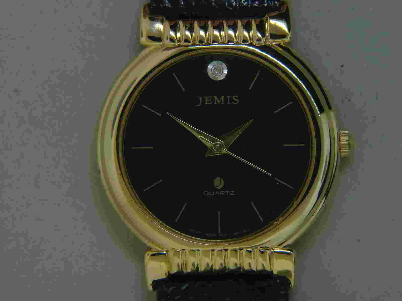 LADIES JEMIS QUARTZ WRIST WATCH BLUE FACE W/ MATCHING LEATHER STRAP