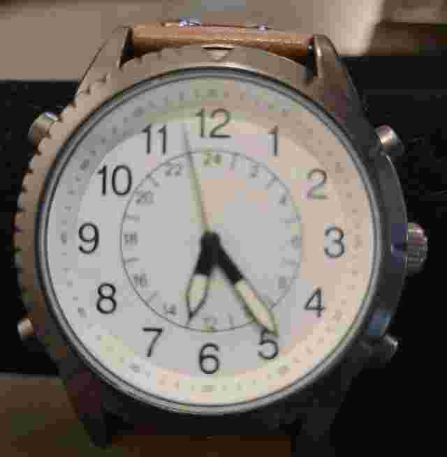 FMD Men's Quartz Stainless Steel Back White Face Faux Leather Band
