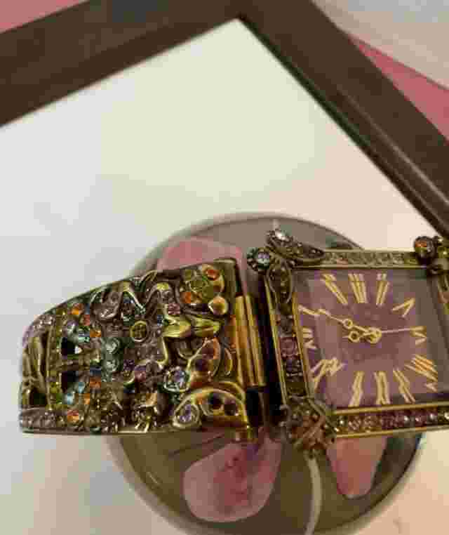 Vintage Inspired Watch Bronze Colorful Crystal Butterfly Watch Cuff Style