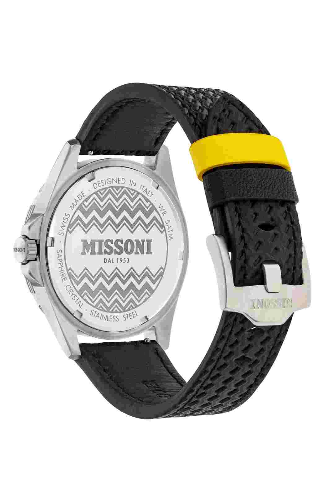 Missoni Mens Missoni GMT Stainless Steel 43mm Strap Fashion Watch