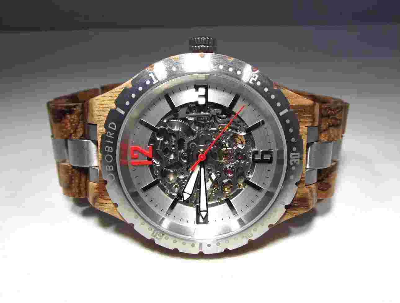 Bobobird SS/Wood Automatic Self-Winding 43mm 21 Jewel Watch w/ Parts C3874