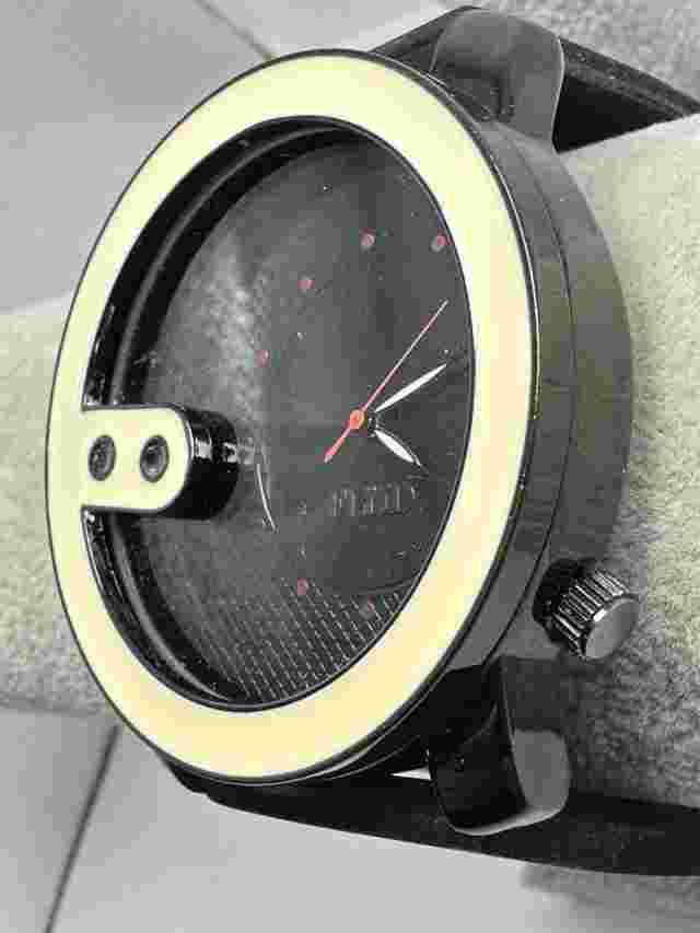 Flud Mens Watch New Battery 50MM 9" Black Silicone Band U6