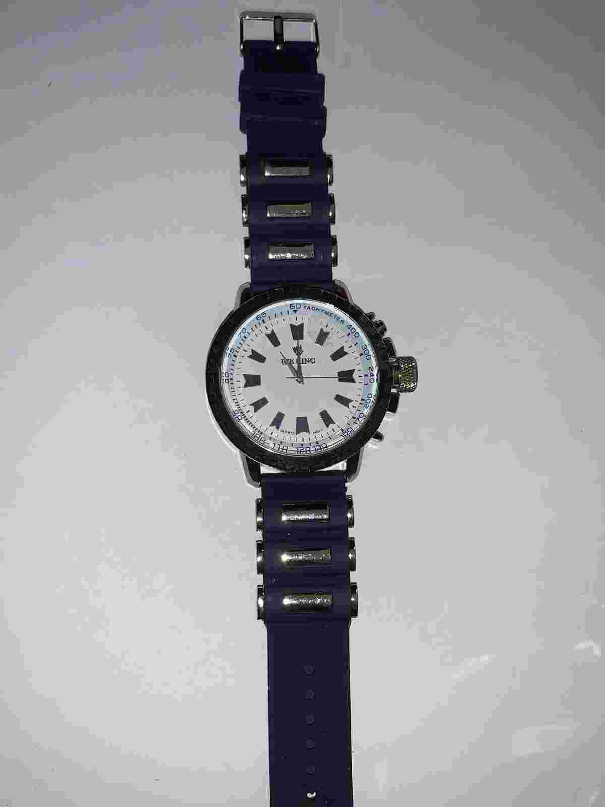 Ice King Mens Fashion Watch.  New Battery. Blue Silicone Band.